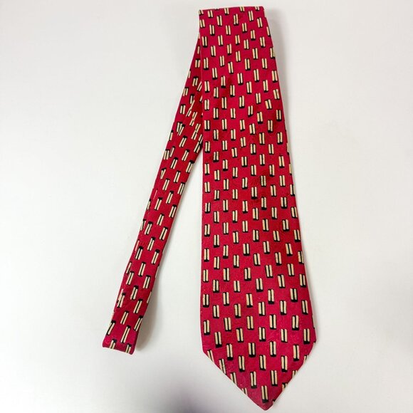 Christian Dior Monsieur Burgundy Red Silk Neck Tie Geometric Pattern - Picture 3 of 5
